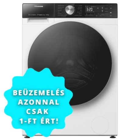 Hisense WF5S1245BW Elöltöltős mosógép A Energiaosztály, 12 kg, Normál mélység, 1400 fordulat/perc, Centrifugálási zajszint: 72 dB, Inverter motorral,  Gőzfunkcióval