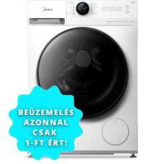   Midea MF200W120WB/W-HR Elöltöltős mosógép B Energiaosztály, 12 kg, Normál mélység, 1400 fordulat/perc, Centrifugálási zajszint: 80 dB, Inverter motorral,  Gőzfunkció nélkül